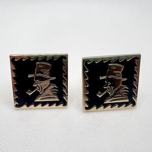 Vintage Cuff Links Clown/Man In Top Hat